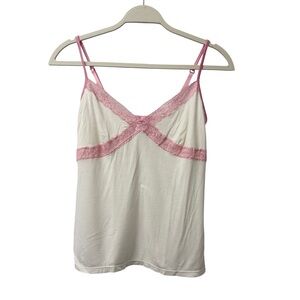 Vintage Y2K Pink & White Lace Cami VS/PINK/Adjustable Straps/RARE 2006 ‎ M/L